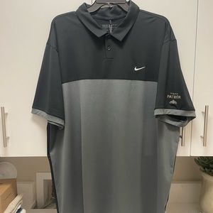 Men’s Nike XXL dri fit golf polo with Patron Tequila logo on sleeve